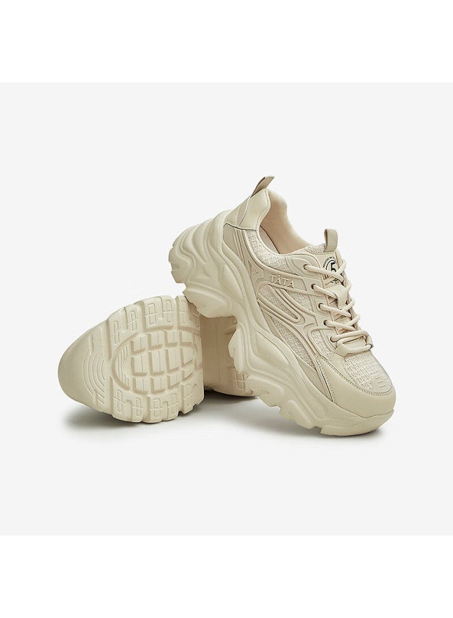 Tata Tata Dad Sneakers  Women's Casual Shoes Thick Sole Height Increasing Summer Sports Shoes Apricot Am5 Size 38 - Image 3