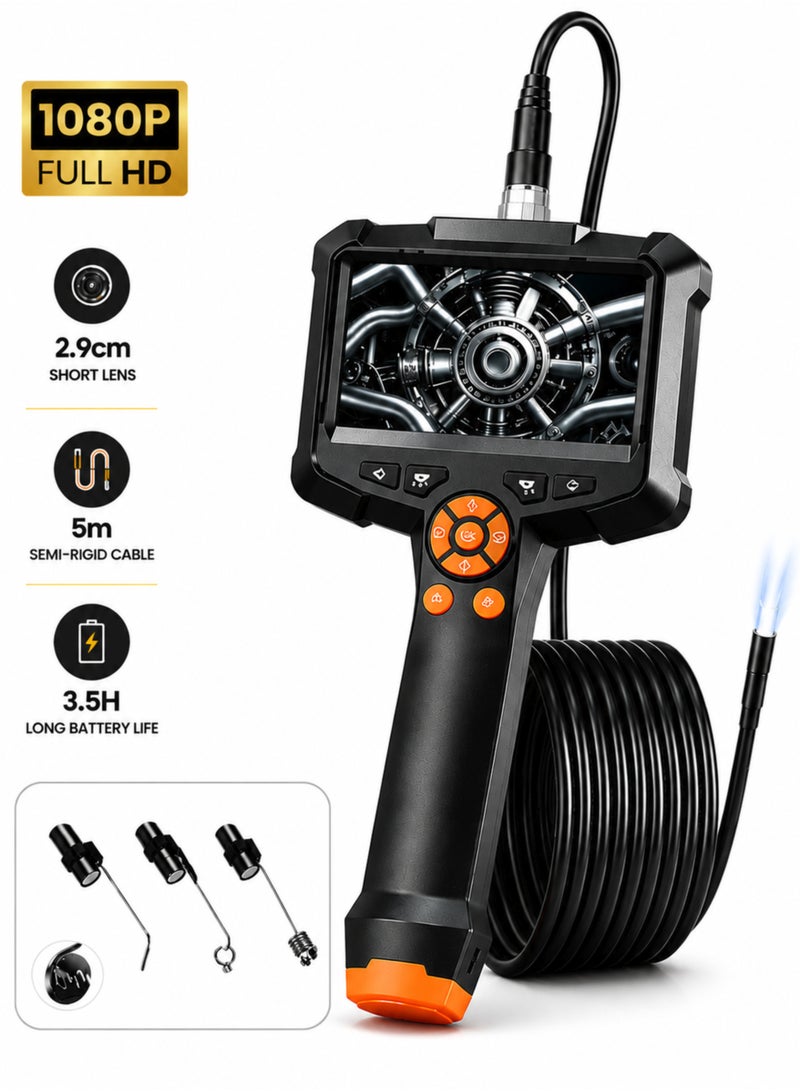 Milatech 1080P HD Endoscope Camera with Light, 4.3 Inch IPS Screen, 16.4FT Semi-Rigid Cable, IP67 Waterproof Borescope Inspection Camera with 8 Adjustable LED Lights for Pipe, Auto Repair & Home Inspection - Image 1