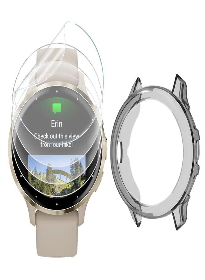 SHUAXI حماية شاشة الساعة (4+1 عبوة) متوافقة مع Garmin Venu 3s، فيلم مضاد للخدش عالي الدقة تغطية كاملة وحافظة TPU واقية - Image 1