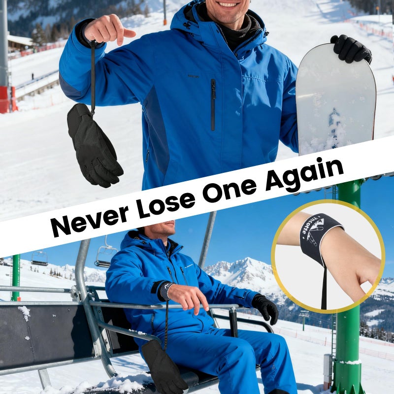 Yncotte Glove Leash, 2 Pairs Glove Wrist Straps Elastic Handcuff Leashes Lightweight & No-Pressure for Skiing Snowboarding Winter Activities Ski Accessories (100 * 35mm, Size 8-11) - Image 5