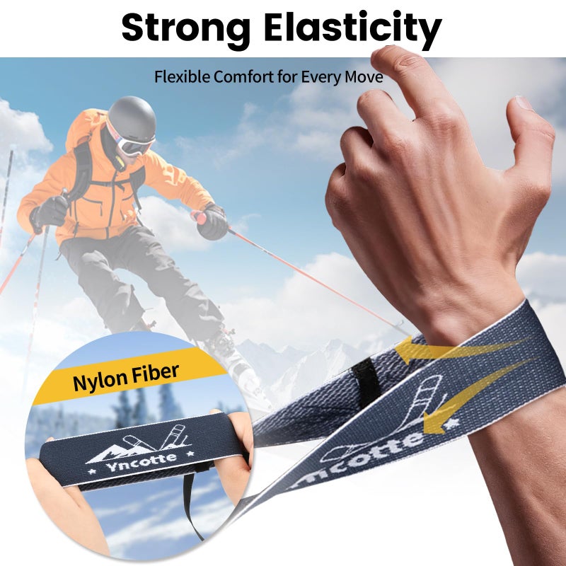 Yncotte Glove Leash, 2 Pairs Glove Wrist Straps Elastic Handcuff Leashes Lightweight & No-Pressure for Skiing Snowboarding Winter Activities Ski Accessories (100 * 35mm, Size 8-11) - Image 3