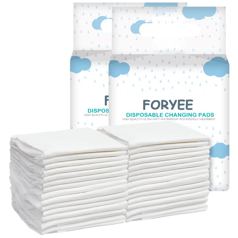 FORYEE Disposable Changing Pad Liners for Baby 17 x 13 Inches 25 Pack Waterproof Underpads Soft NonWoven Fabric Breathable Changing Pad for Changing Table White