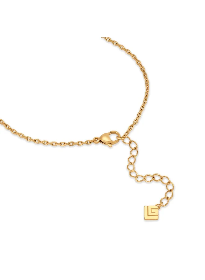 غاي لاروش Kim Big Gold-Plated Necklace with Running Logo & Crystals
