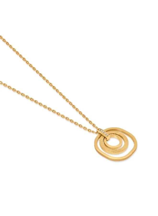 غاي لاروش Kim Big Gold-Plated Necklace with Running Logo and Crystals