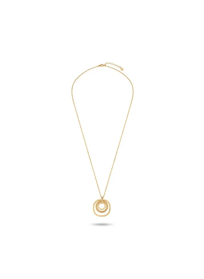 غاي لاروش Kim Big Gold-Plated Necklace with Running Logo and Crystals
