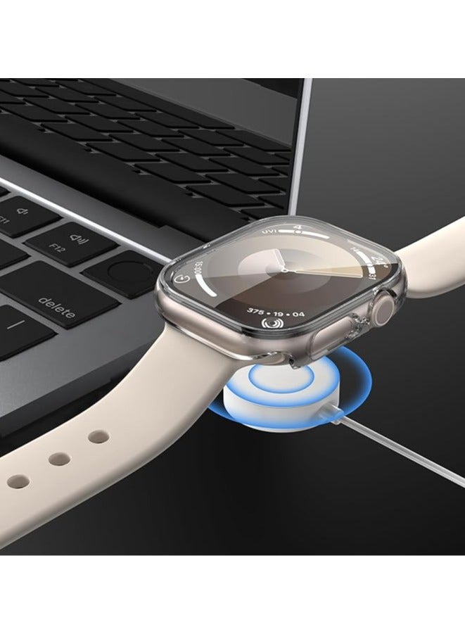 يوك حافظة لساعة Apple Watch Series 11/Series 10 مقاس 46 مم مع واقي شاشة، حافظة صلبة من البولي كربونات مع واقي شاشة من الزجاج المقوى بدون فقاعات، غطاء رفيع للغاية عالي الدقة - Image 4