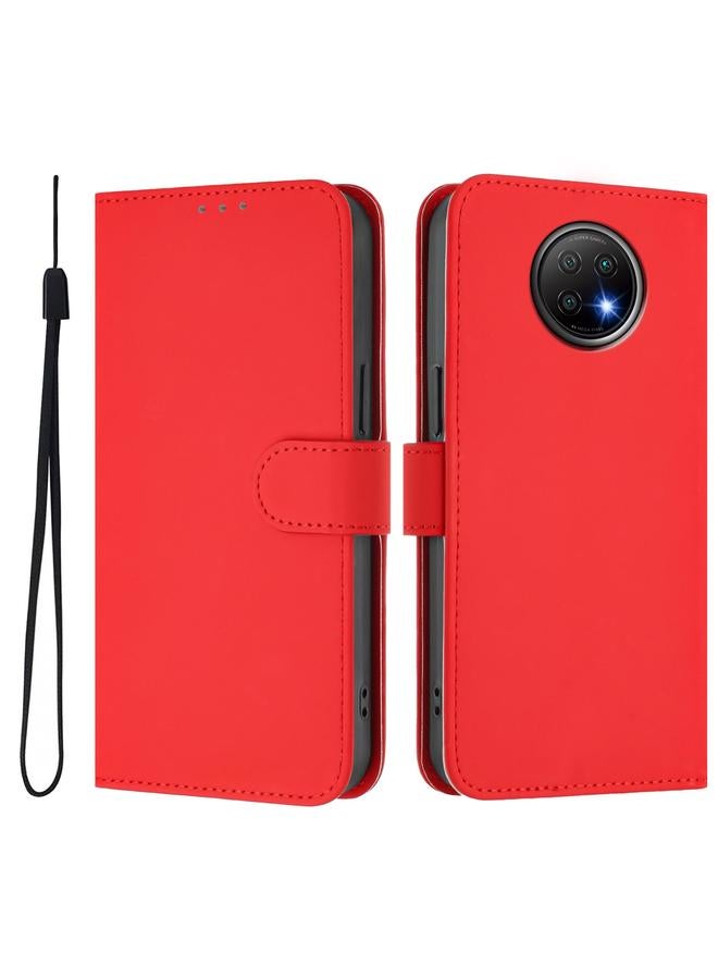 S-TOP Case For Redmi Note 9T Global Skin Feel Solid Color Leather Phone Case with Lanyard - Image 2
