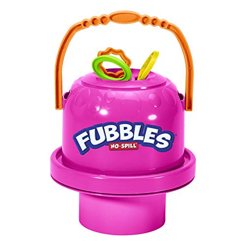 Fubbles Bubbles No-Spill Big Bubble Bucket in Pink | Bubbles for Toddlers and Kids of All Ages | Includes Fubbles Bubbles Bucket and 3 Bubble Wands, Made in The USA - Image 1