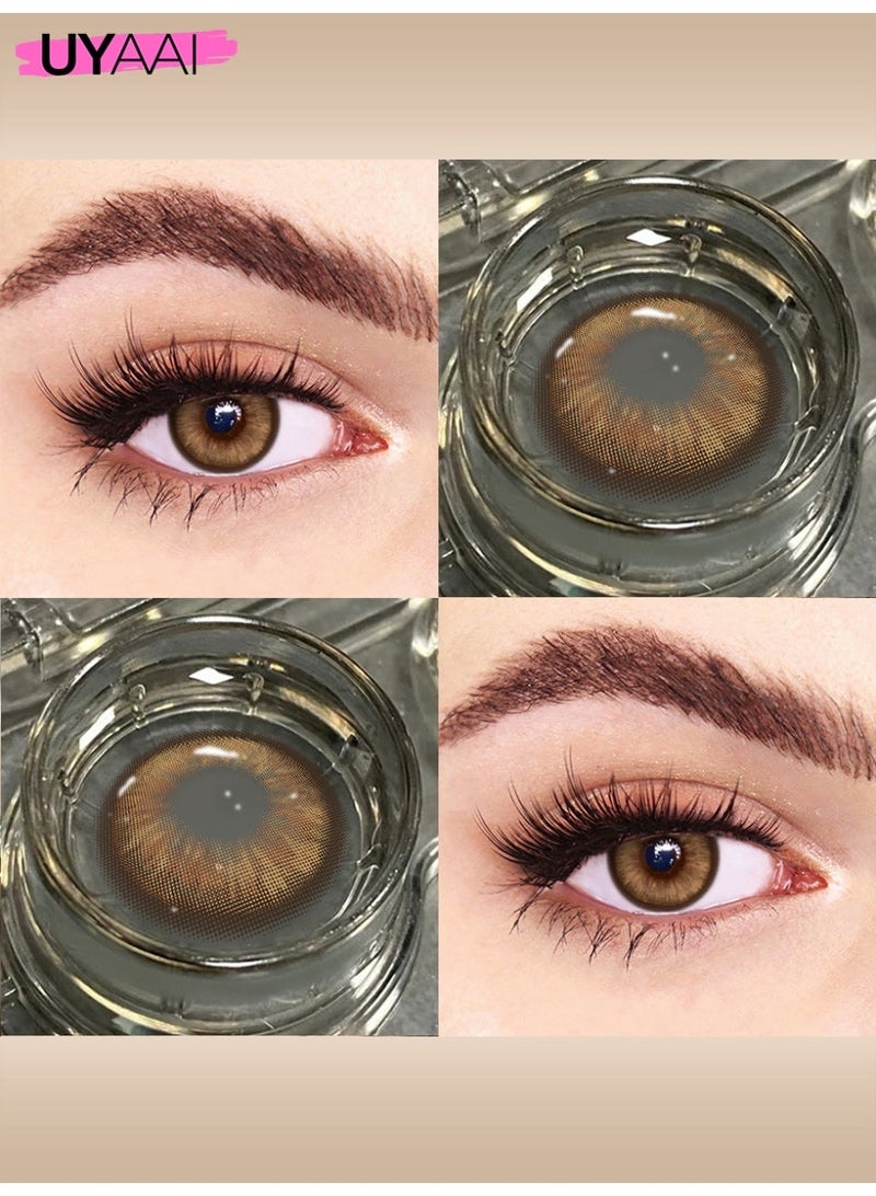 يواي عدسات لاصقة طبيعية بنية UYAAI، عدسات تجميلية للجنسين، عدسات طبيعية وأنيقة، نسبة الماء 42% - Image 4