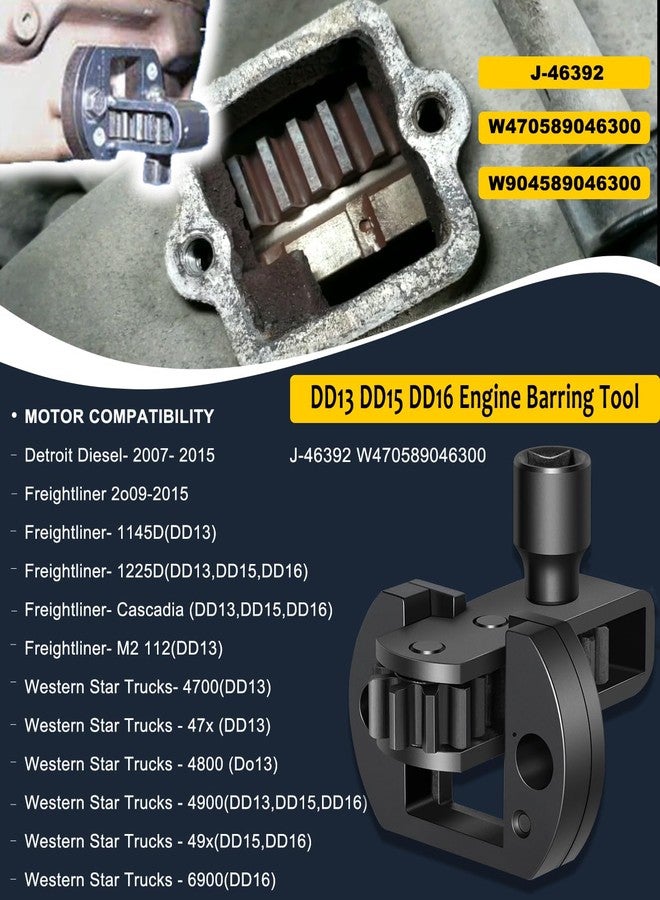 Camoo أداة كامو J-46392 لضبط دوران المحرك، أداة تدوير المحرك مع صندوق تخزين لمحركات ديترويت ديزل DD13، DD15، DD16، MBE4000، MBE900، بديل لأداة تدوير دولاب الموازنة J-46392 W904589046300 - Image 3