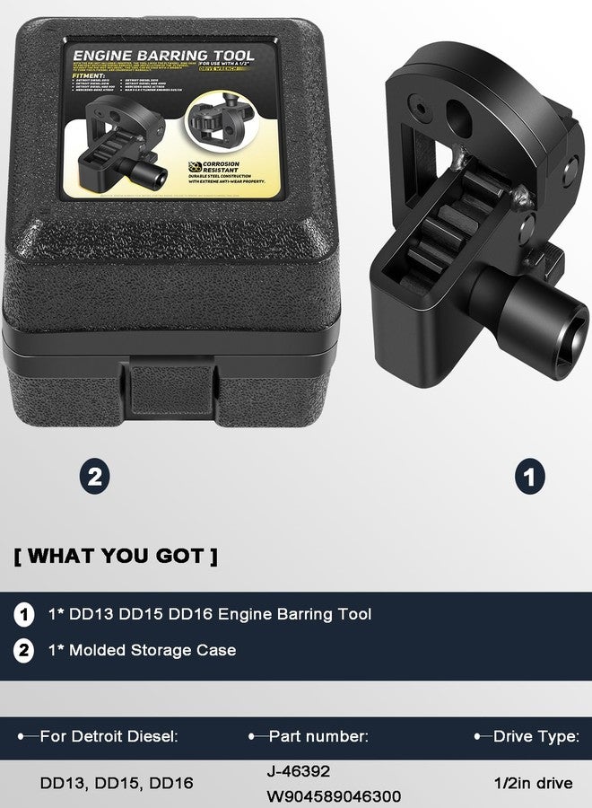 Camoo أداة كامو J-46392 لضبط دوران المحرك، أداة تدوير المحرك مع صندوق تخزين لمحركات ديترويت ديزل DD13، DD15، DD16، MBE4000، MBE900، بديل لأداة تدوير دولاب الموازنة J-46392 W904589046300 - Image 4