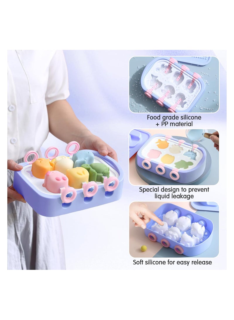 Excefore Baby Ice Lolly Moulds, Silicone Ice Lolly Moulds with Sticks, 6 Piece Mini Ice Lolly Moulds BPA Free, Cute Animal Ice Cream Moulds for Baby & Kids, Reusable & Easy to Release - Image 5