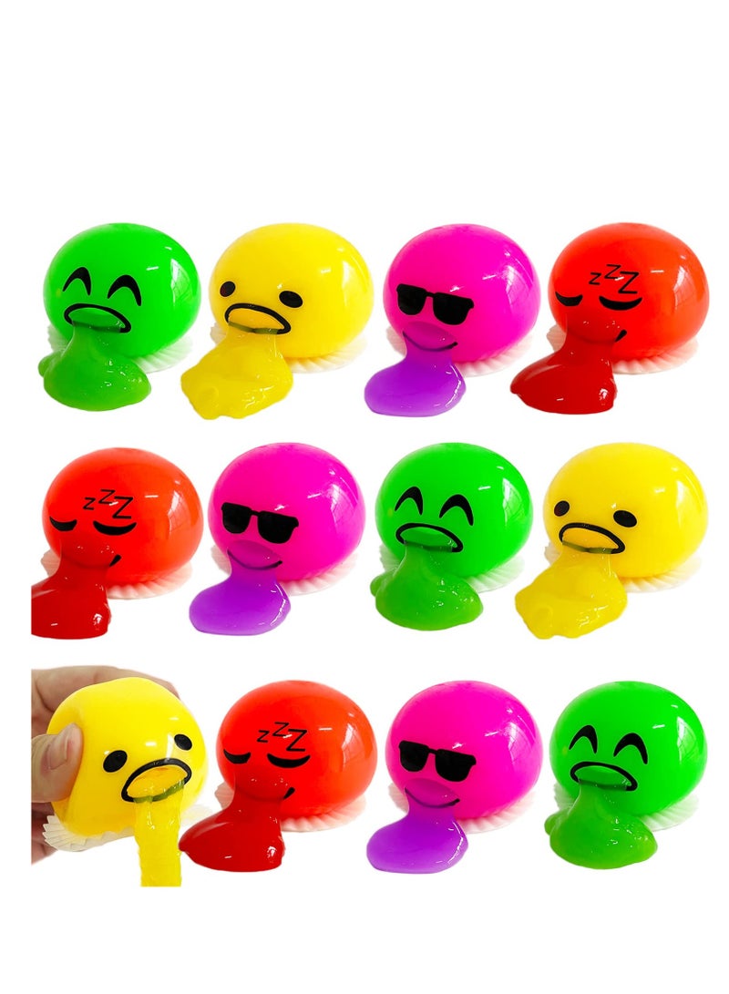 Excefore Slime Stress Egg Ball 12 Pack Vomiting Egg Yolk Stress Ball Prank Egg Toy Round Vomiting Sucking Lazy Egg Yolk Novelty Gifts Release Stress Tricky Game Toys for Kids Adults  - Image 1