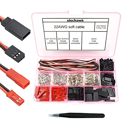 elechawk 40 Sets Servo Plug Male Female Connector Crimp Pin Cable Kit Compatible JST SYP Futaba for Hitec Spektrum RC - Image 1