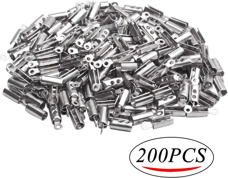 Jdesun Fold Crimp Ends,200Pcs Stainless Steel Fold Over Crimp Cord Ending Clasp Clamp Tips for DIY Jewelry Making Necklaces Bracelets - Image 2