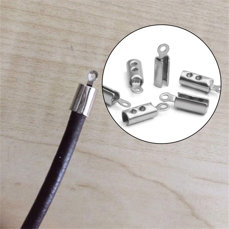 Jdesun Fold Crimp Ends,200Pcs Stainless Steel Fold Over Crimp Cord Ending Clasp Clamp Tips for DIY Jewelry Making Necklaces Bracelets - Image 5