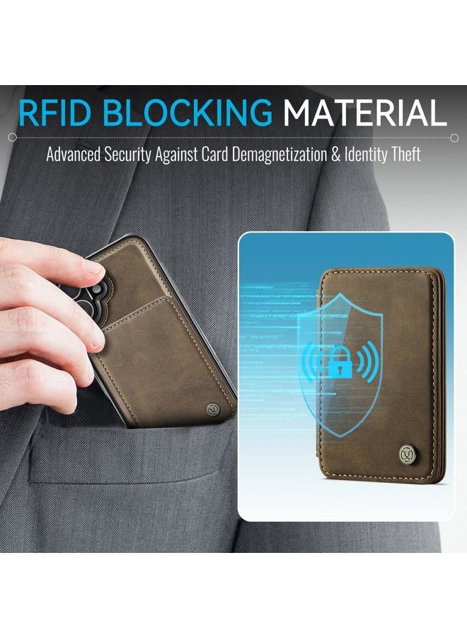 Usroom Compatible with Magsafe Wireless Charing for iPhone 16 6.1" Wallet Case, RFID Blocking Card Holder 2 in 1 Detachable Wallet Kickstand Shockproof Case, Brown - Image 3