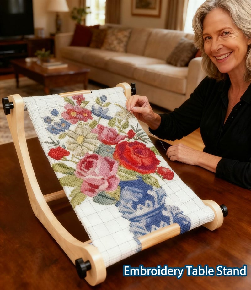 JZLiner Adjustable Embroidery Hoop Table Stand Holder Needlepoint Stretcher Bars Scroll Frame Cross Stitch Stand Lab Supplies - Image 3