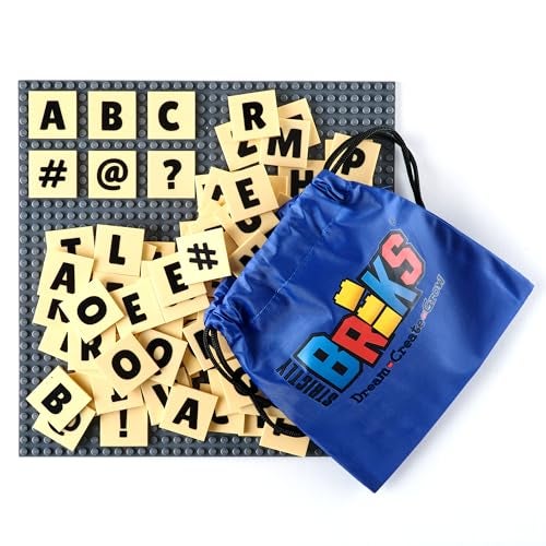 Strictly Briks AlphaBriks and 10x10 Grey Baseplate, 100 Pieces, 2x2 Alphabet Letter Bricks, Easy to Remove, Fun and Educational Tool, 100% Compatible with All Major Brands - Image 1