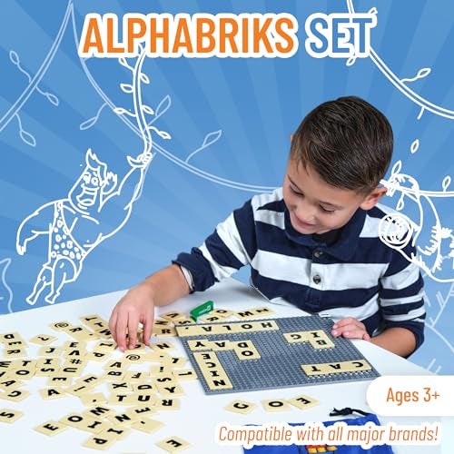 Strictly Briks AlphaBriks and 10x10 Grey Baseplate, 100 Pieces, 2x2 Alphabet Letter Bricks, Easy to Remove, Fun and Educational Tool, 100% Compatible with All Major Brands - Image 2
