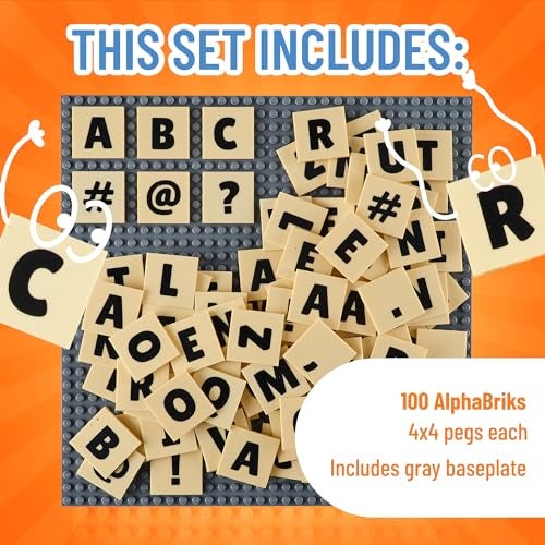 Strictly Briks AlphaBriks and 10x10 Grey Baseplate, 100 Pieces, 2x2 Alphabet Letter Bricks, Easy to Remove, Fun and Educational Tool, 100% Compatible with All Major Brands - Image 3