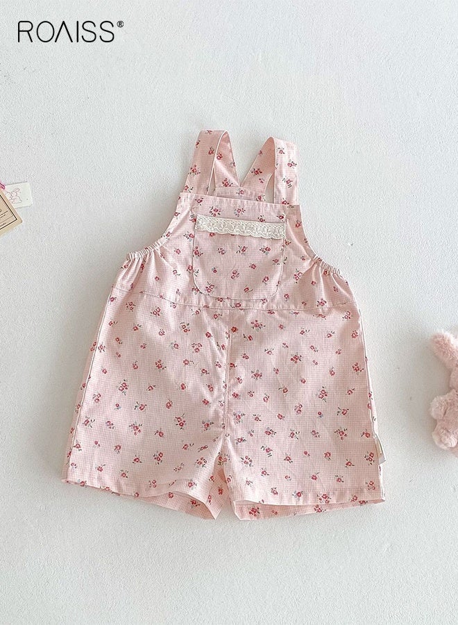 roaiss Toddler Girls Camisole and Overalls Set, Stylish Summer Outfit with Sleeveless Top and Floral Overall Shorts, 2 Piece Comortable Clothing Set for Little Girls - Image 5