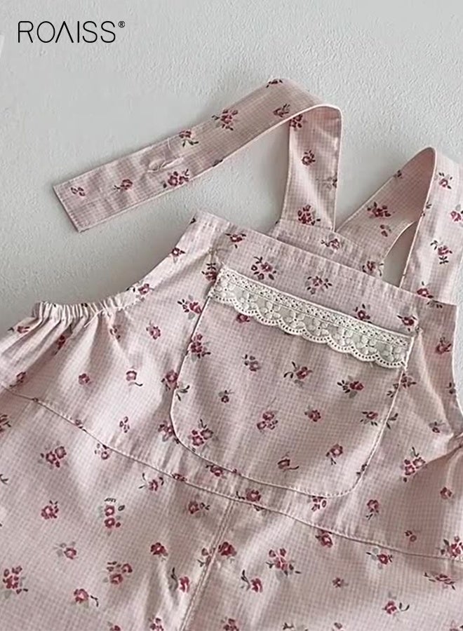 roaiss Toddler Girls Camisole and Overalls Set, Stylish Summer Outfit with Sleeveless Top and Floral Overall Shorts, 2 Piece Comortable Clothing Set for Little Girls - Image 4