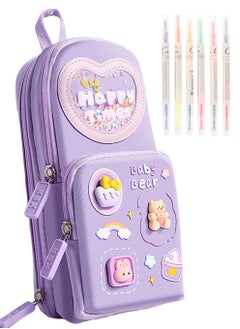 NajmStyle Mini Backpack Pencil Case Art Marker Storage Canvas Makeup Pocket Small Gadget Bag Organizer Random Free of 6 Pack Highlighters  - Image 1
