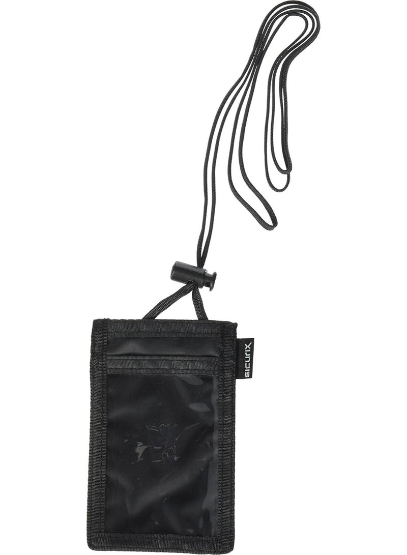 SICURIX Black VERTICAL ID Neck Pouch With Adjustable Lanyard