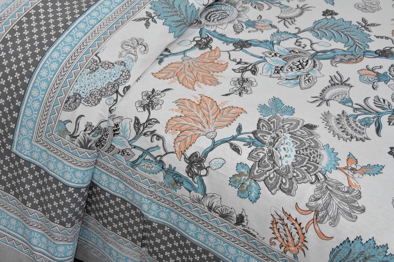 EasyGoods® 240 TC Cotton Bedsheet for Single Bed –Grey |Ethnic14 Bedsheet Single Size Bed Cotton|Single Size Bedsheet|Single Bedsheet with 1 Pillow Cover 60x90 Inch| Handcrafted Bed Sheets - Image 3