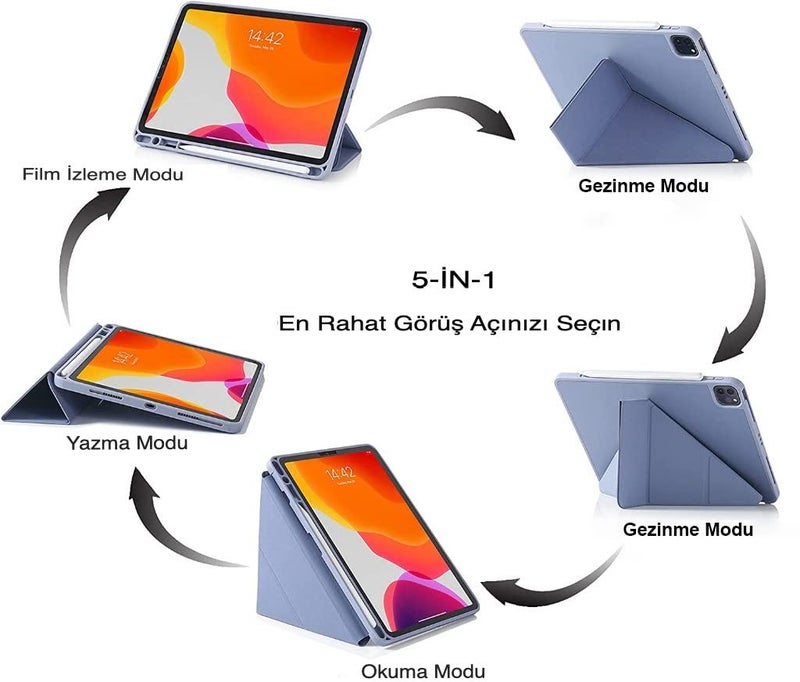 ROBEVE iPad 10th Generation 2022 10.9 Inch Compatible Tablet Case with Foldable Pencil Holder Tablet Case with Holder Origami Tablet Cover with Sleep Mode (Powder Pink) - Image 2