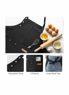 SYOSI 2 Pack Kitchen Apron for Women, Unisex Adjustable Cooking Apron with Pockets, Canvas Waterproof Apron for Home Kitchen, Restaurant, Coffee House  - Image 3