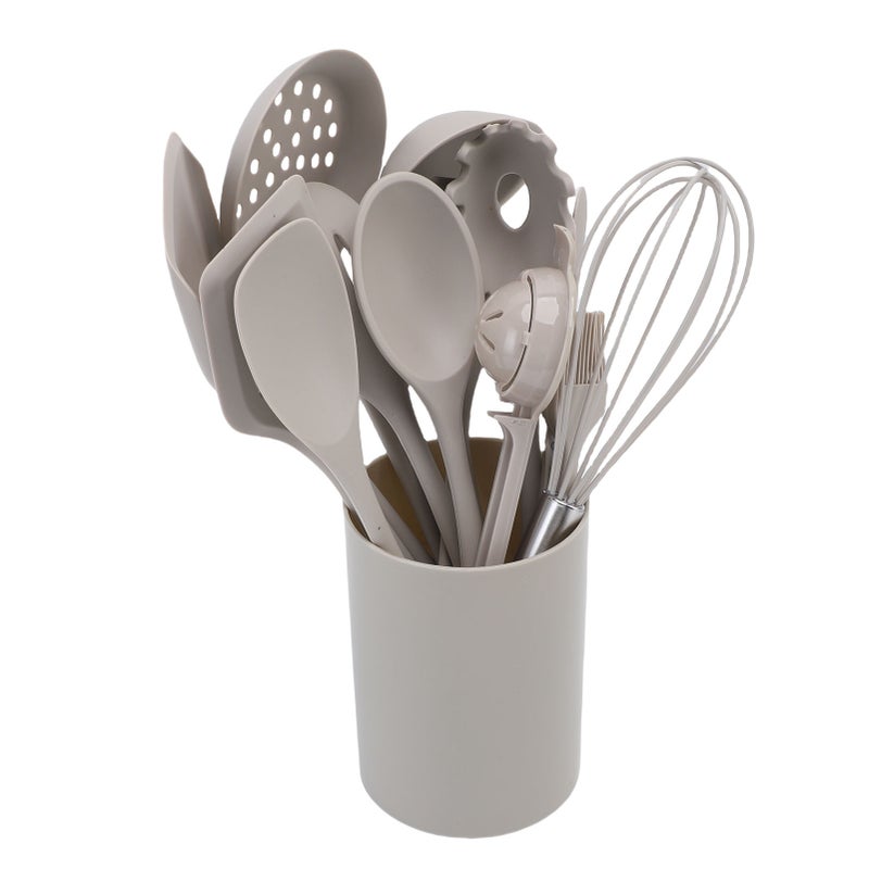 Silicone Kitchen Utensils Set: 13-Piece Heat-Resistant Non-Stick Tools With Storage Holder - Easy To Clean Minimalist Design For Home Kitchen Cooking Enthusiasts - Image 3