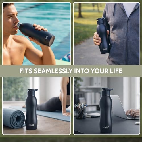 Clazkit Platina Stainless Steel Black Matte Finish Water Bottle |ISI Certified | Leakproof, Rust-Free, BPA-Free, Durable for Fridge, Sports, Gym, Yoga & Office – Easy to Clean & Reusable-1000ml - Image 5