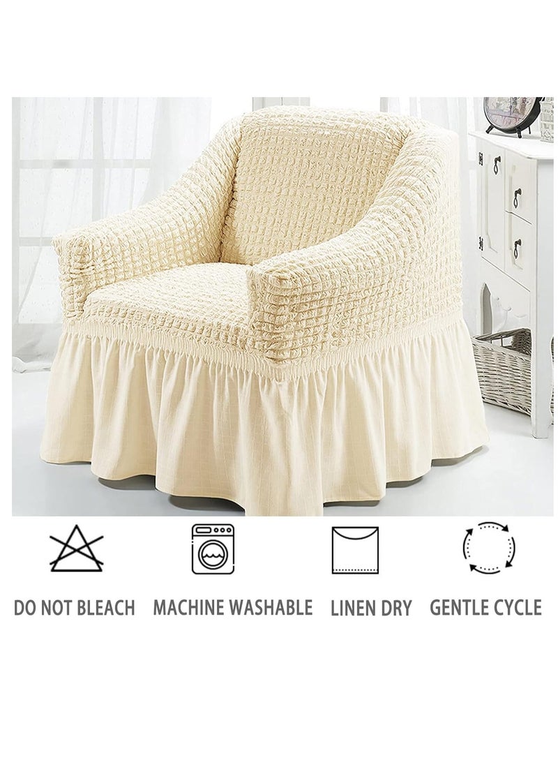 Generic Armchair sliding cover Easy-fit sofa sofa cover with skirt, durable washable universal high-elastic furniture protector, suitable for children and pets (beige)  - Image 5