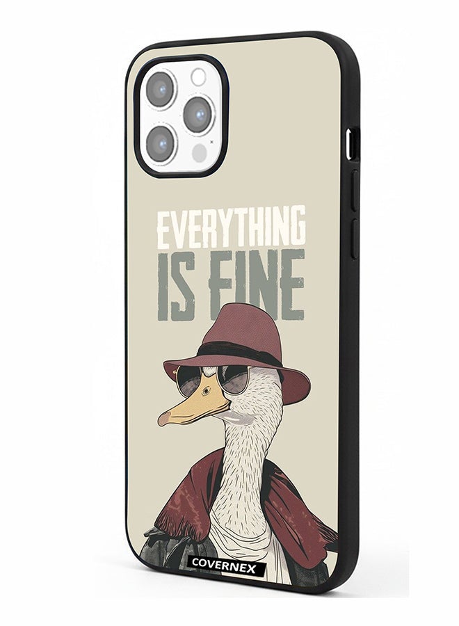 Covernex Apple iPhone 12 Pro Max Protective Case Cover Printed Featuring Everything is Fine Stylish Ostrich - Image 1