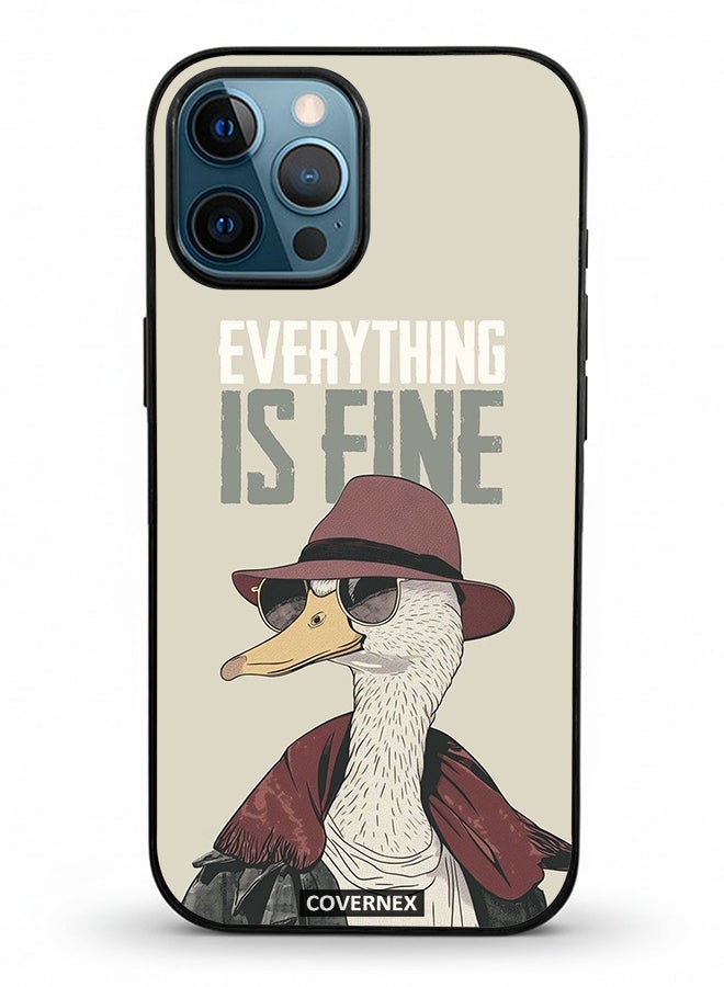 Covernex Apple iPhone 12 Pro Max Protective Case Cover Printed Featuring Everything is Fine Stylish Ostrich - Image 2
