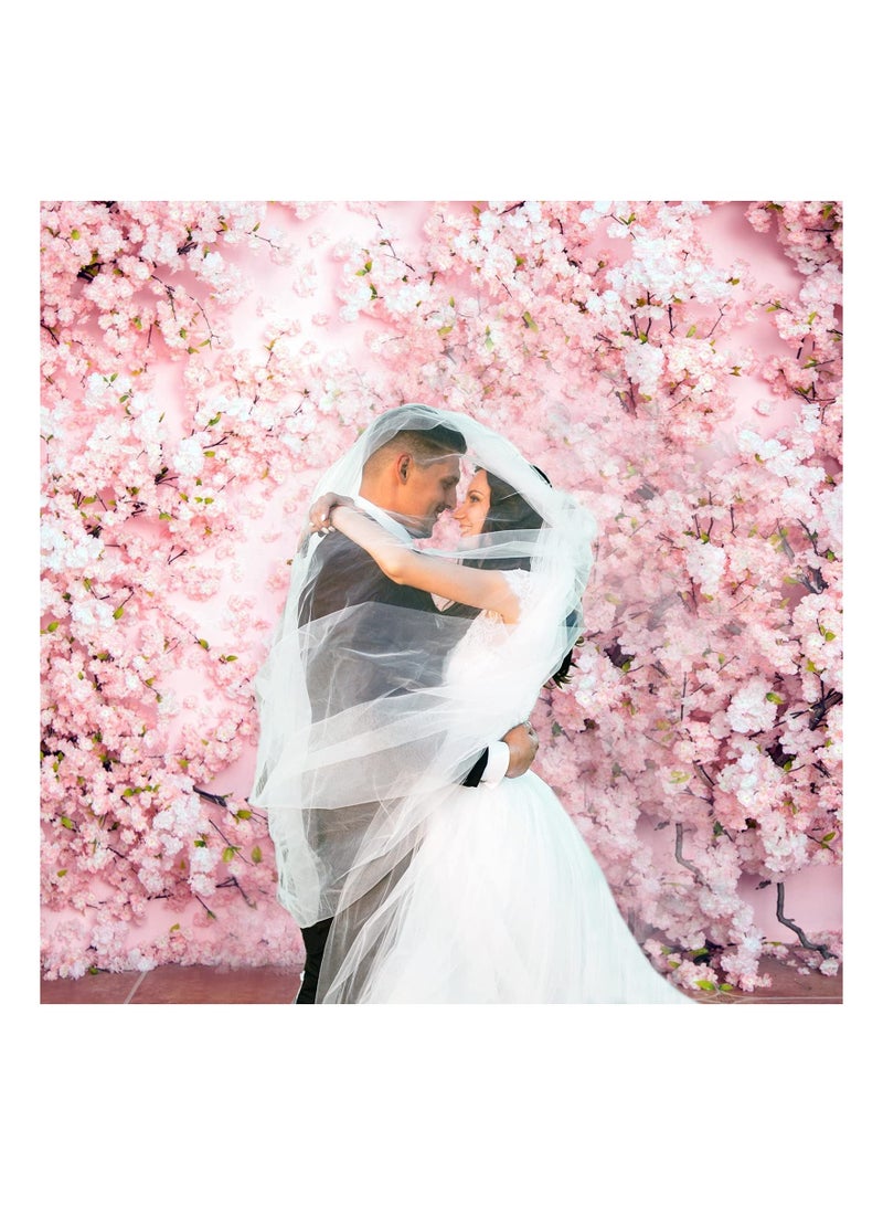 Captaintech 2 Pack 5.9FT Artificial Cherry Blossom Garland Hanging Vine Fake Silk Floral Garland with Green Leaves for Home Garden Fence Wedding Party Craft Art Decoration - Image 5