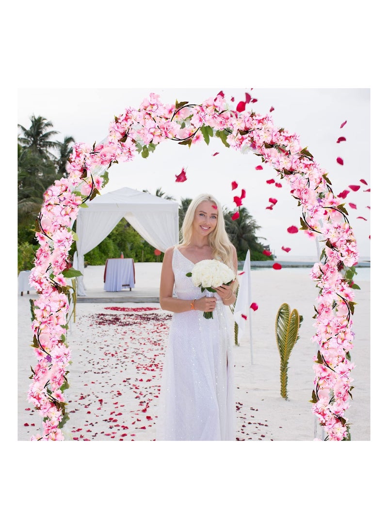 Captaintech 2 Pack 5.9FT Artificial Cherry Blossom Garland Hanging Vine Fake Silk Floral Garland with Green Leaves for Home Garden Fence Wedding Party Craft Art Decoration - Image 2