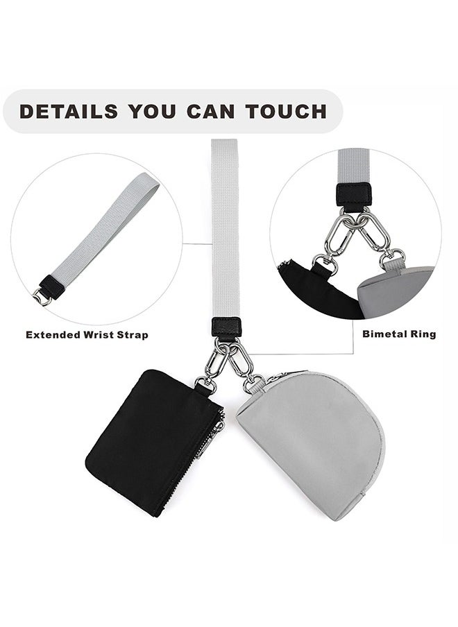 Generic - Dual Pouch Wristlet Wallets for Women, Mini Zip Around Wristlet Wallet, Double Pocket Wrist Wallet Portable Coin Purse Zipper (Black+Grey) - Image 1