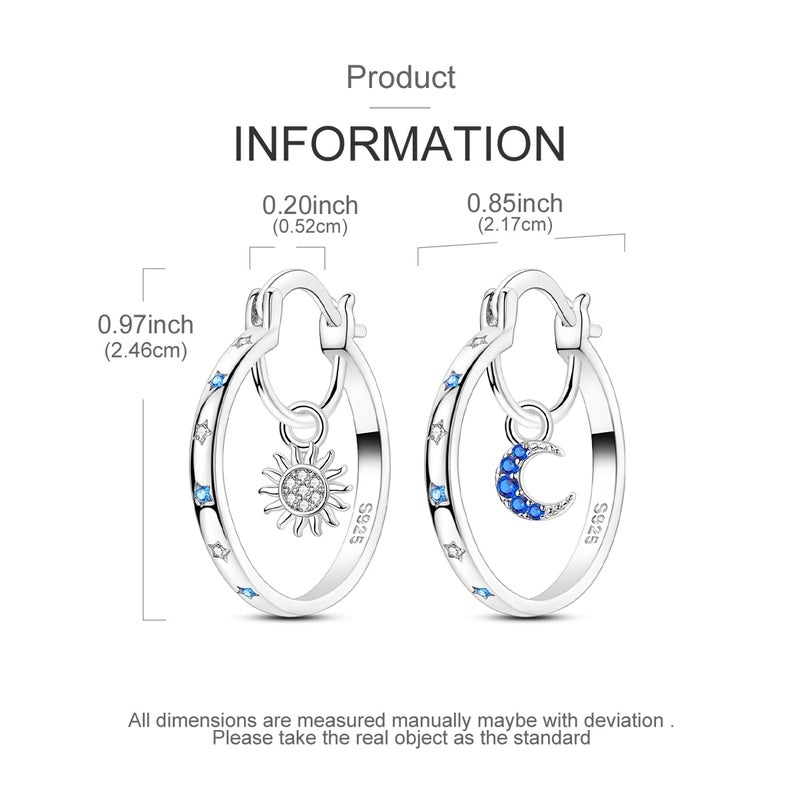 Parmuz 925 Sterling Silver Earrings Large Big Hoop Earrings Star Moon Butterfly Cubic Zirconia Thin Round Hoops for Women - Image 4