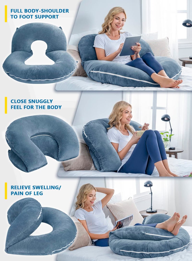 INSEN Reading Pillow, Back Pillow for Sitting in Bed for Reading, Nurse & Relax, Reading Pillow for Adults, Moms & Kids, Sit Up Pillow for Bed, Blue - Image 3
