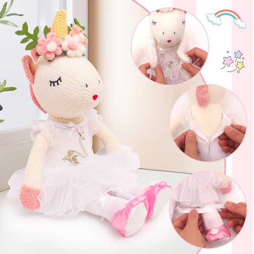 SUPERGFS Unicorn Stuffed Animals Plush Ballerina Baby Doll with Doll Carrier Cloth Accessories Ballet Shoes Unicorn Toys Christmas Birthday Gifts for Girl 3 4 5 6 Year Old Girls - Image 5