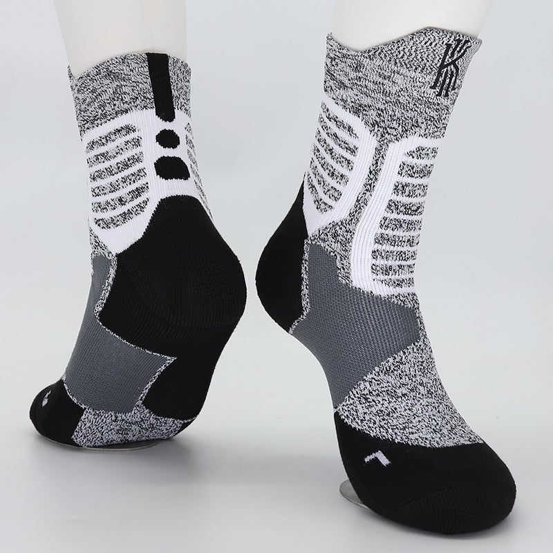Kids High-Top Basketball Socks Elite Cotton Owen light gray 