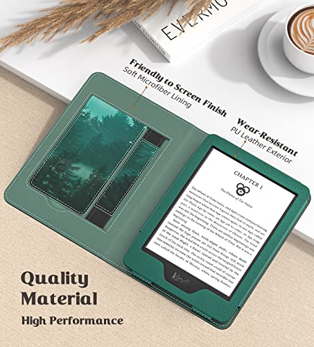 MoKo Case Fits All-New 6" Kindle (11th Gen, 2024/2022)/Kindle (10th Gen, 2019), Ultra Lightweight PU Shell Cover with Auto Wake/Sleep, Green Forest - Image 4