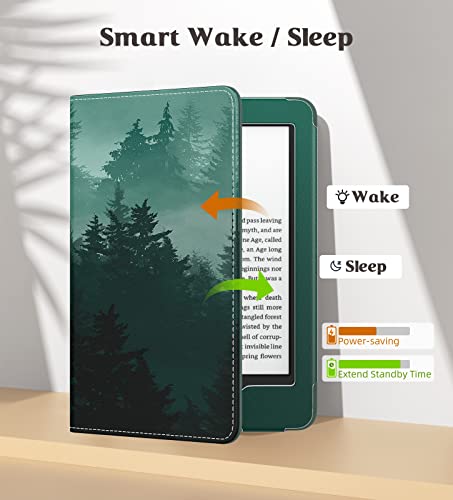 MoKo Case Fits All-New 6" Kindle (11th Gen, 2024/2022)/Kindle (10th Gen, 2019), Ultra Lightweight PU Shell Cover with Auto Wake/Sleep, Green Forest - Image 5