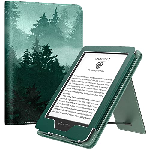 MoKo Case Fits All-New 6" Kindle (11th Gen, 2024/2022)/Kindle (10th Gen, 2019), Ultra Lightweight PU Shell Cover with Auto Wake/Sleep, Green Forest - Image 1
