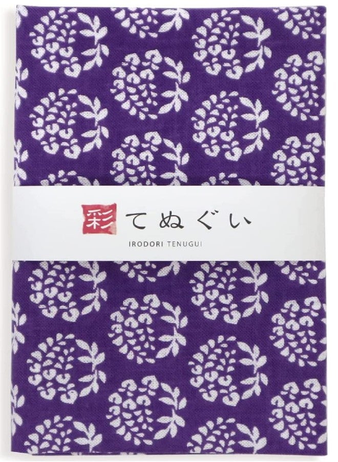 KOMESICHI irodori Japanese Traditional Towel Tenugui Wisteria 12.99 x 34.64 in with Tenugui Iroha (English Manual) - Image 1