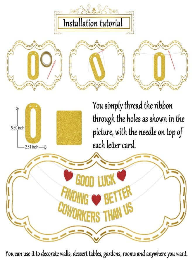 WFKLDF Good Luck Finding Better Coworkers Than Us Gold Red Banner - 4" x 3" - Farewell Occasion - Going Away, Job Change, Leaving Party - Glittery, Rectangular, Wall Mount - Image 2