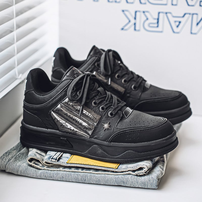 In-Stock Fan Chengcheng Style Height-Increasing Black National Trend Brand Thick-Soled Star Sports Casual Sneakers for Men - Image 3